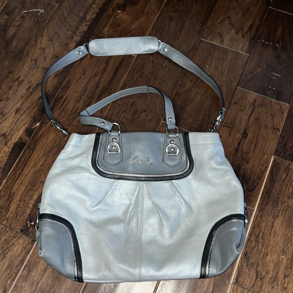Coach Gray Leather Ashley Spectator Shoulder Bag